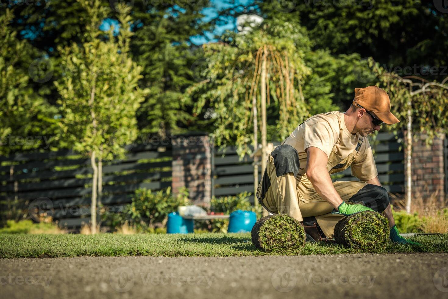 Sod installation lawn